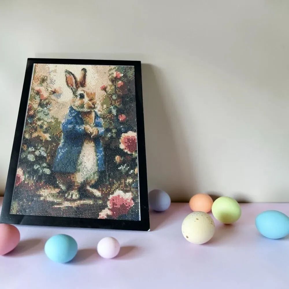 Handmade Peter Rabbit Diamond Art | Framed 15” x 11” | Completed Diamond Paintin